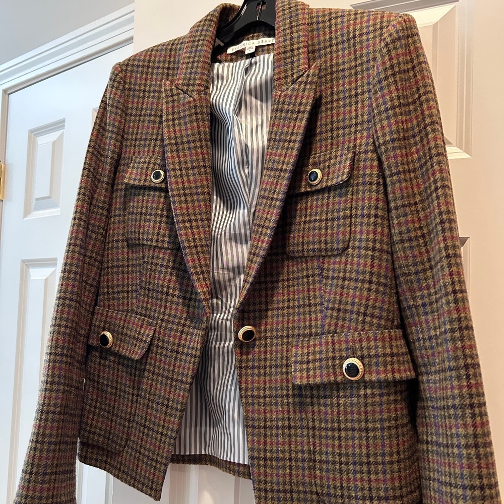Veronica Beard Wool Plaid Blazer